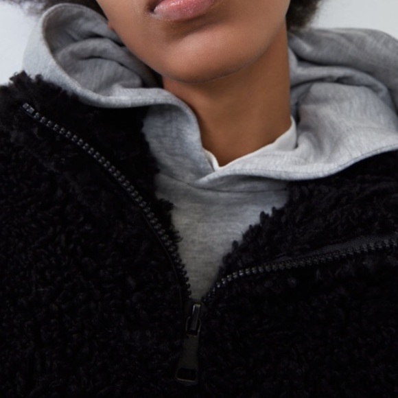 NWT Zara Black Fleece Sherpa Bomber High Collar SZ SMALL - Picture 3 of 13